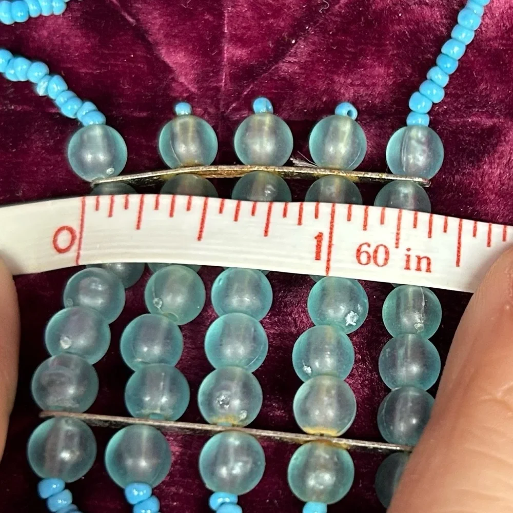 Vintage Turquoise/Teal Boho Beaded Fringe Necklace